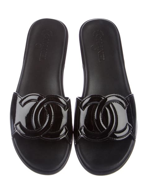 chanel slides clear black|chanel female slides.